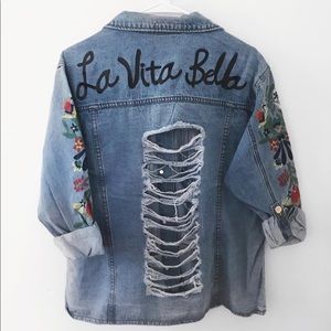 Ripped denim jacket